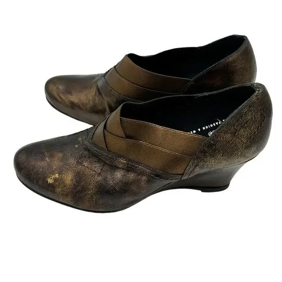HELLE COMFORT Ovi Bronze Fashion & Wellness Wedge Shoes Size 6.5/7 EU37 - Picture 5 of 7